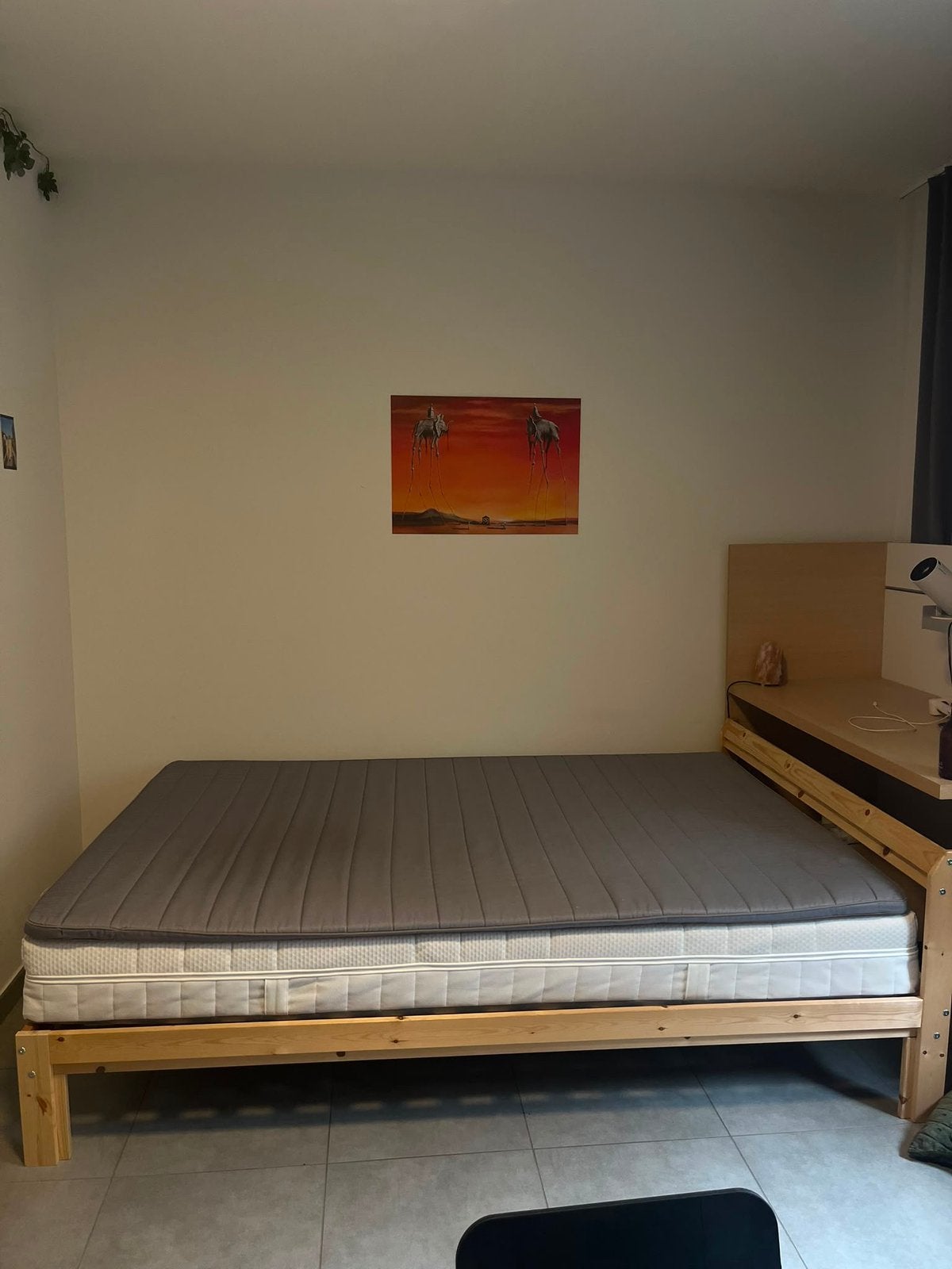 Twijfelaar bed + matras + topper, Huis en Inrichting, Slaapkamer | Bedden, Ophalen, Bruin, 140 cm, Zo goed als nieuw