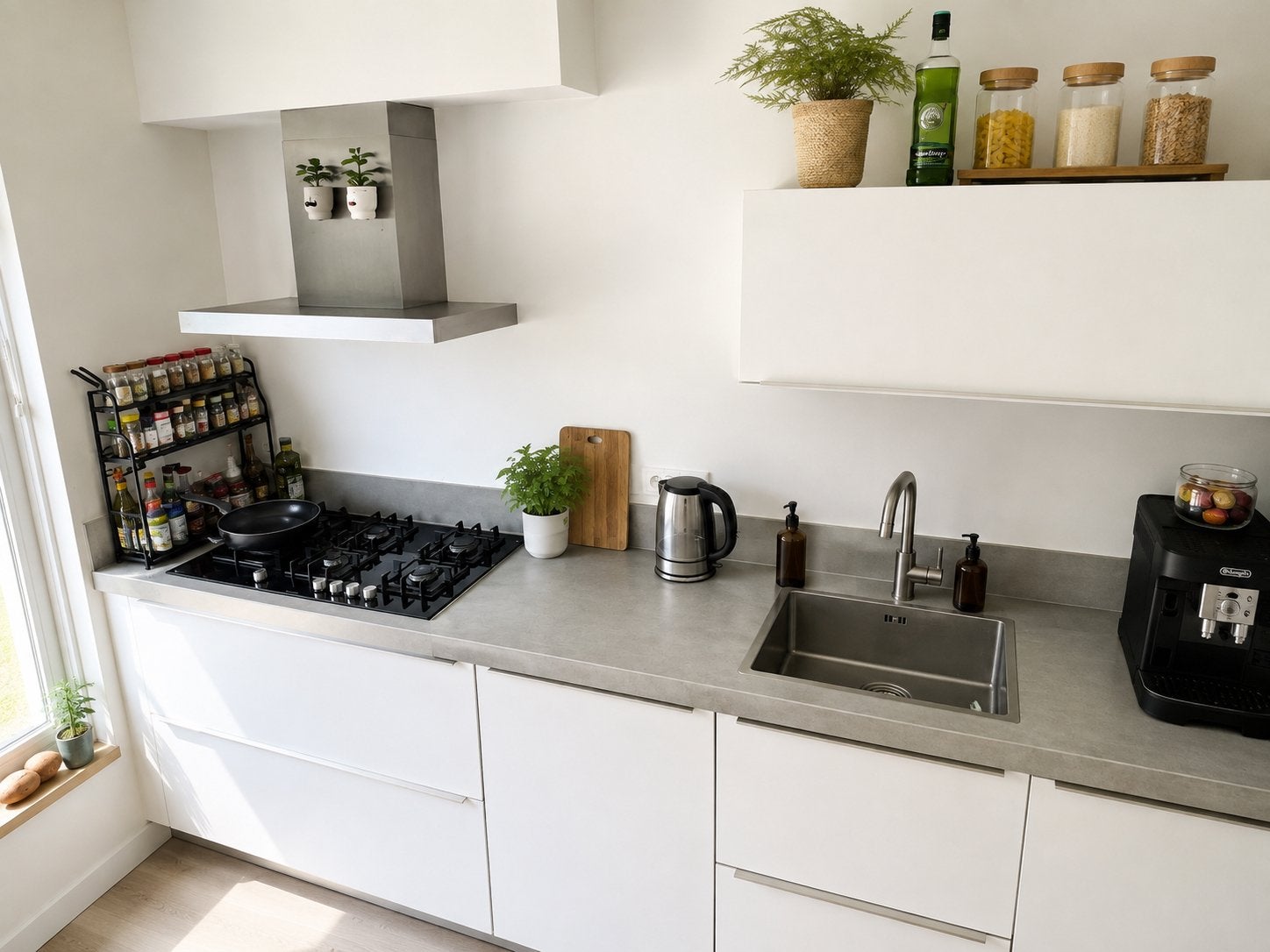 ✨ CUISINE DROITE BLANCHE ÉLÉGANTE 435 cm ✨, Synthétique, Enlèvement ou Envoi, Brillant ou Laqué, Comme neuf