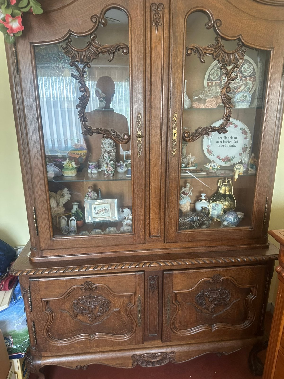 Vitrine kast eik, Ophalen, Met deur(en), 100 tot 150 cm, Eikenhout