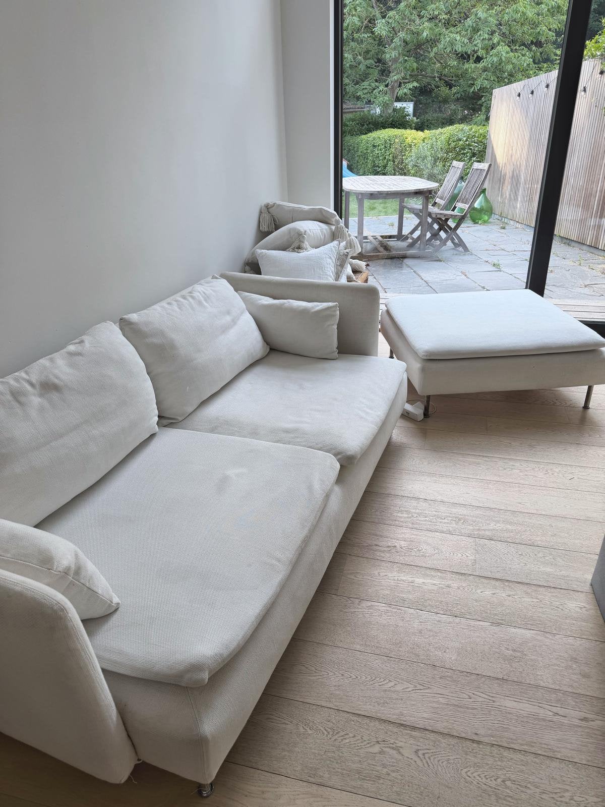 Canape et pouf / sofa Soderhamn blanc, Maison & Meubles, Enlèvement, Comme neuf, Tissus