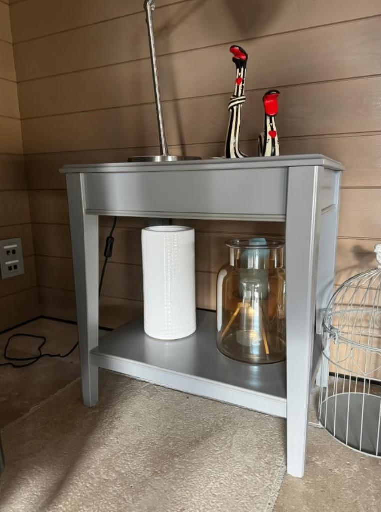 LIATORP TAFELTJE 57 X 40 CM. GRIJS/GLAS IKEA, Huis en Inrichting, Nieuw, 55 tot 75 cm, Glas, Rechthoekig