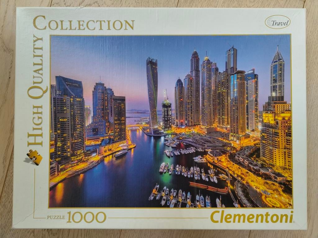 Clementoni 1000 stukjes puzzel Dubai Marina bij nacht, Legpuzzel