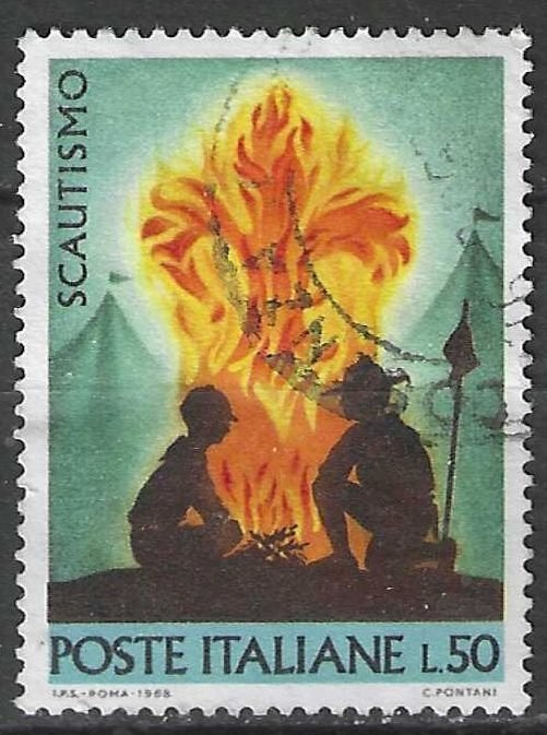 Italie 1968 - Yvert 1012 - Scoutisme - Feu de camp - 50 (ST), Envoi, Affranchi