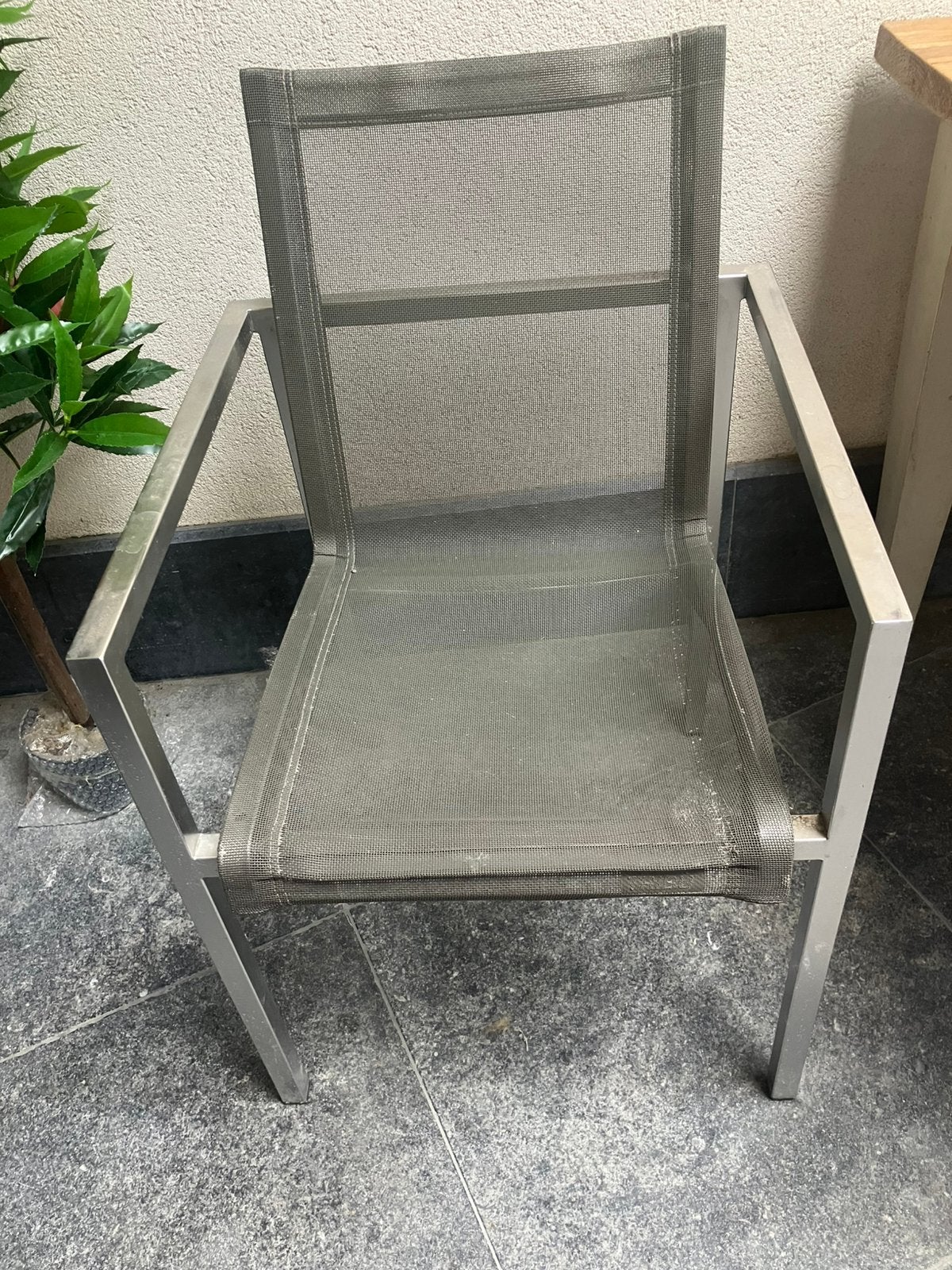 8 tuinstoelen in inox, Ophalen, Gebruikt, Overige materialen, Stapelbaar