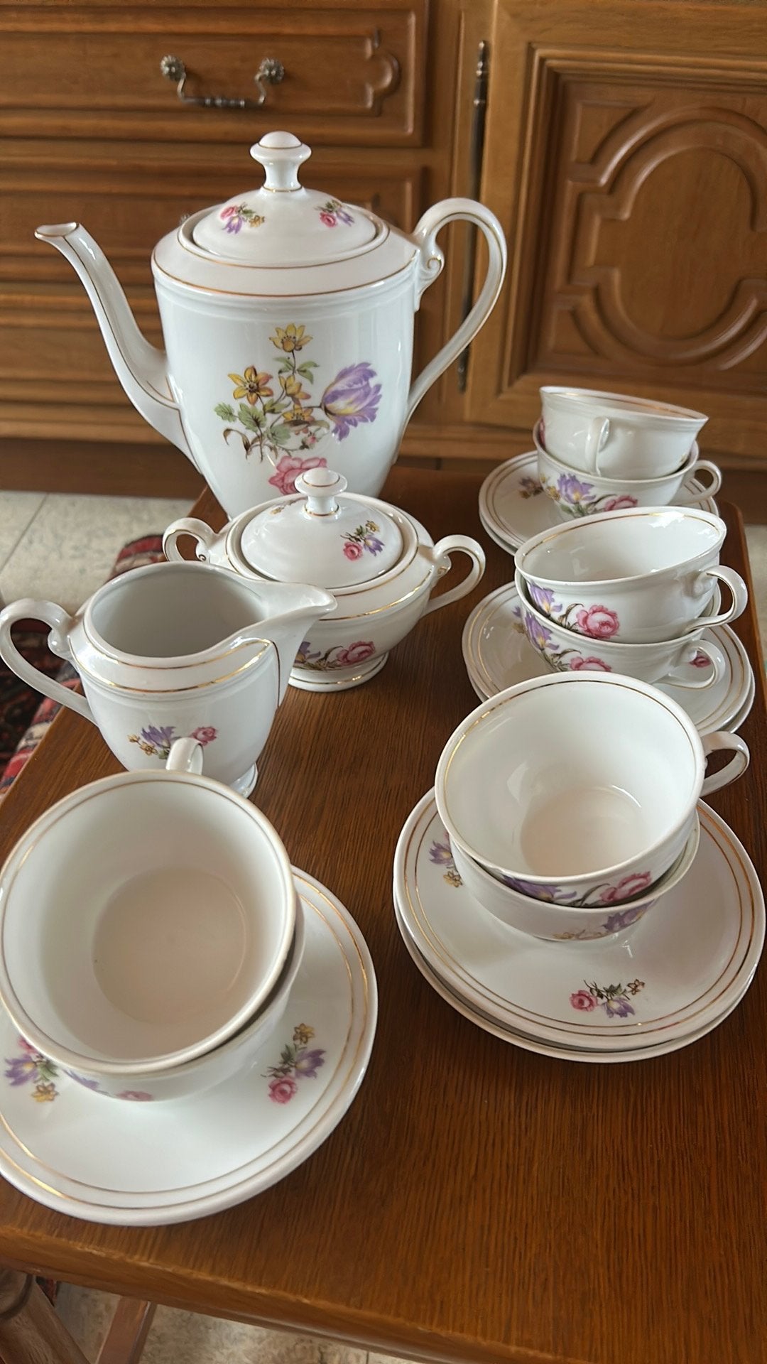 Service à café vintage en porcelaine d'Allemagne de l'Est, Enlèvement