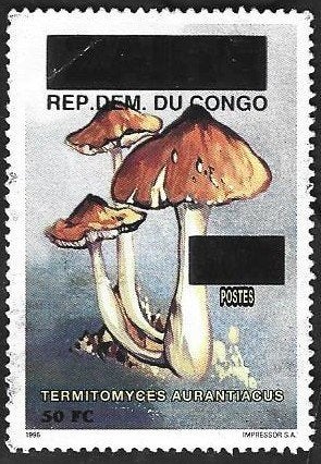 1 Postzegel Congo-Kinshasa 1999 Paddestoel Opdruk, Postzegels en Munten, Postzegels | Afrika, Ophalen of Verzenden, Overige landen