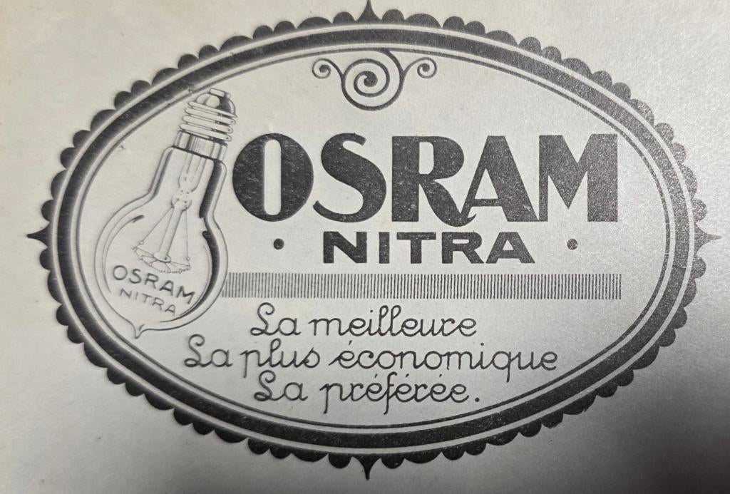1928+OSRAM+Electricité+HOWITT+Evrard+ixelles+LAS, Enlèvement ou Envoi, Comme neuf, Autres types