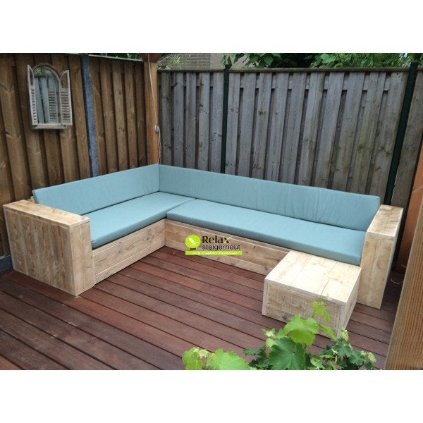 Steigerhout hoekbank hoekzetel hoeklounge tuin bank, Tuin en Terras, Tuinsets en Loungesets, Nieuw, Loungeset, Steigerhout, Bank