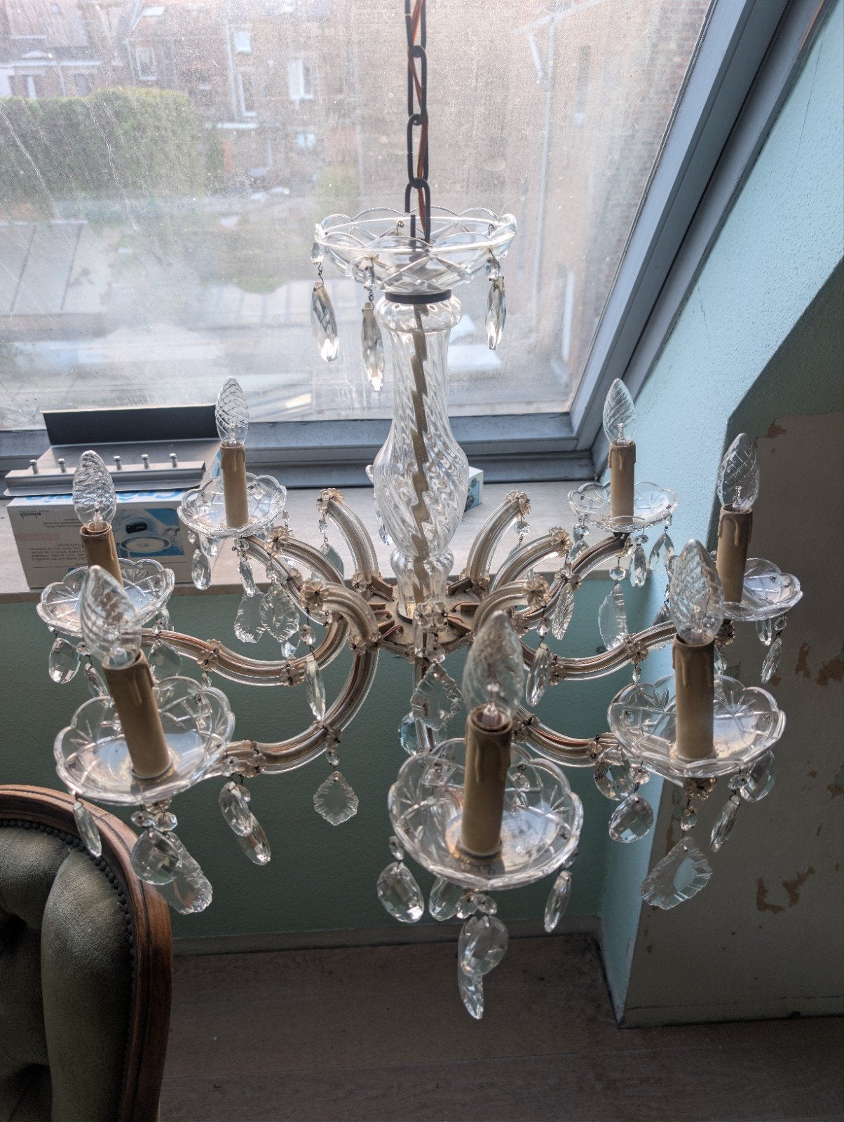 kristal luster, Huis en Inrichting, Lampen | Kroonluchters, Ophalen of Verzenden