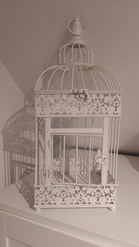 Witte decoratieve vogelkooi – vintage stijl, Ophalen, Gebruikt