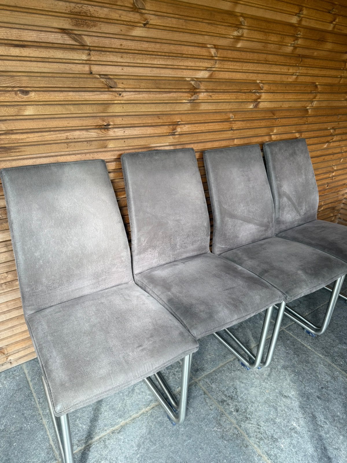 4 livingstoelen -grijs, Ophalen, Zo goed als nieuw, Grijs
