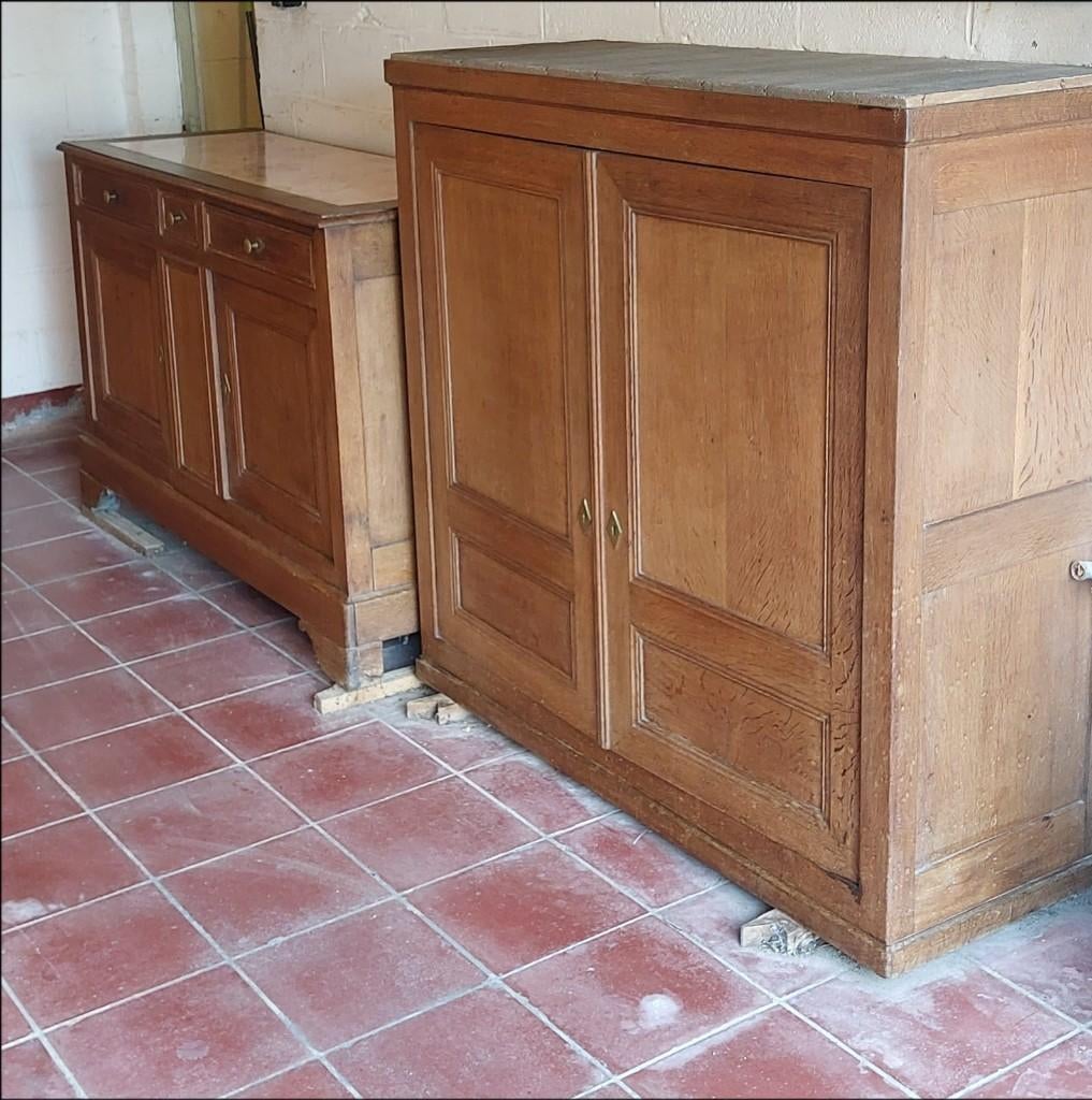 Buffet ancien en bois, Enlèvement, Utilisé, Avec tablette(s), 200 cm ou plus