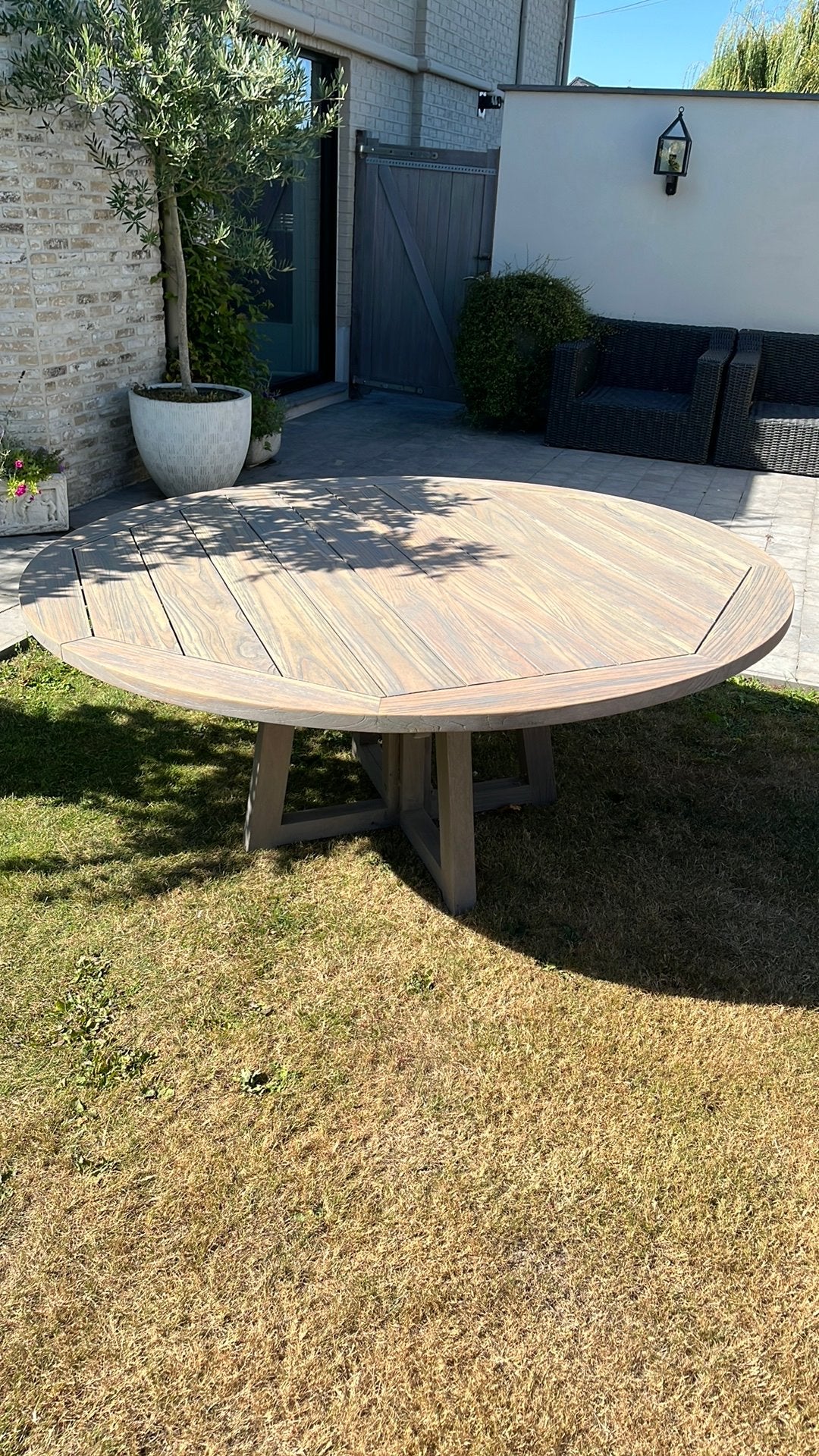 Tafel teak, Ophalen, Gebruikt, Rond, Teakhout