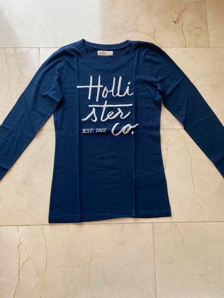 3 T-shirts & 1 topje - Hollister – maat S/M, Meerkleurig, Ophalen of Verzenden, Zo goed als nieuw, Lange mouw