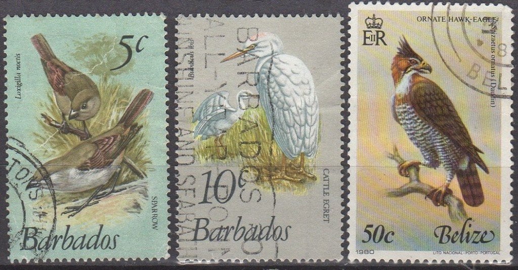 Barbuda en Belize - Vogels, Verzenden, Gestempeld