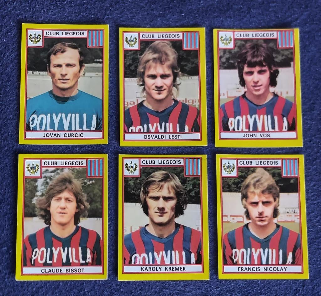 6 versch. Panini stickers voetbal ' FB 1975 - Club Luik ', Ophalen of Verzenden, Nieuw, Meerdere stickers