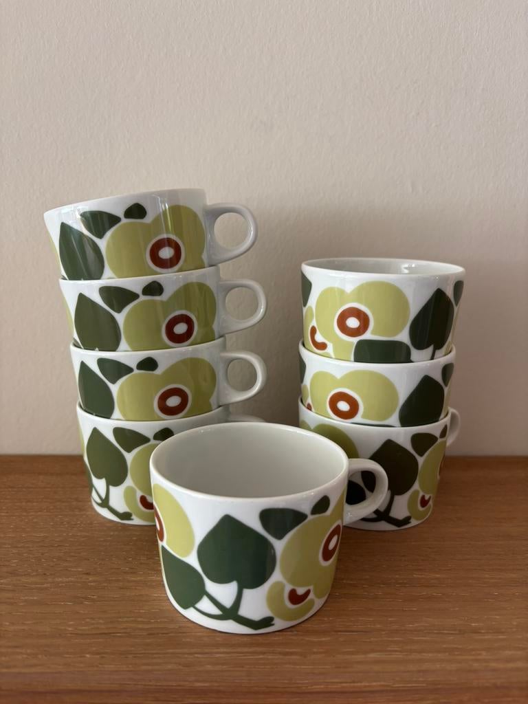 8 vintage retro koffietasjes, Ophalen, Nieuw
