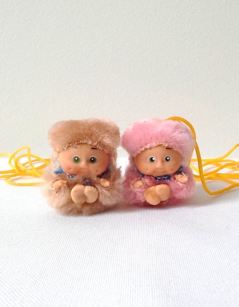 Lot de 2 colliers mini peluches Patouf vintage cabbage patch, Kinderen en Baby's, Speelgoed | Knuffels en Pluche, Gebruikt, Roze