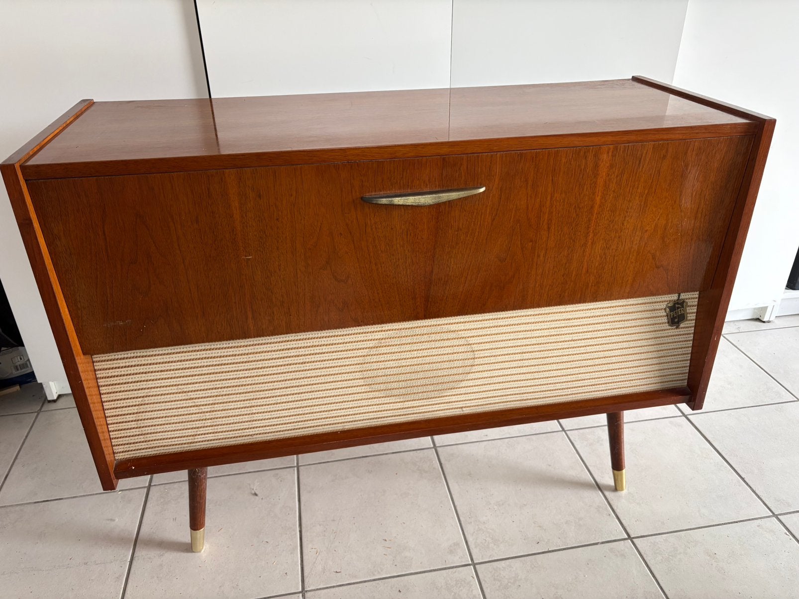 Vintage radiomeubel met Dual platenspeler, Antiek en Kunst, Ophalen