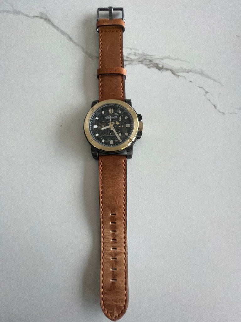 Ingersoll herenhorloge, Handtassen en Accessoires, Horloges | Heren, Overige merken, Kunststof, Leer, Polshorloge
