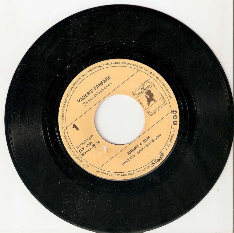 single Johnny & Rijk - Vaders fanfare, En néerlandais, Enlèvement ou Envoi, 7 inch, Comme neuf