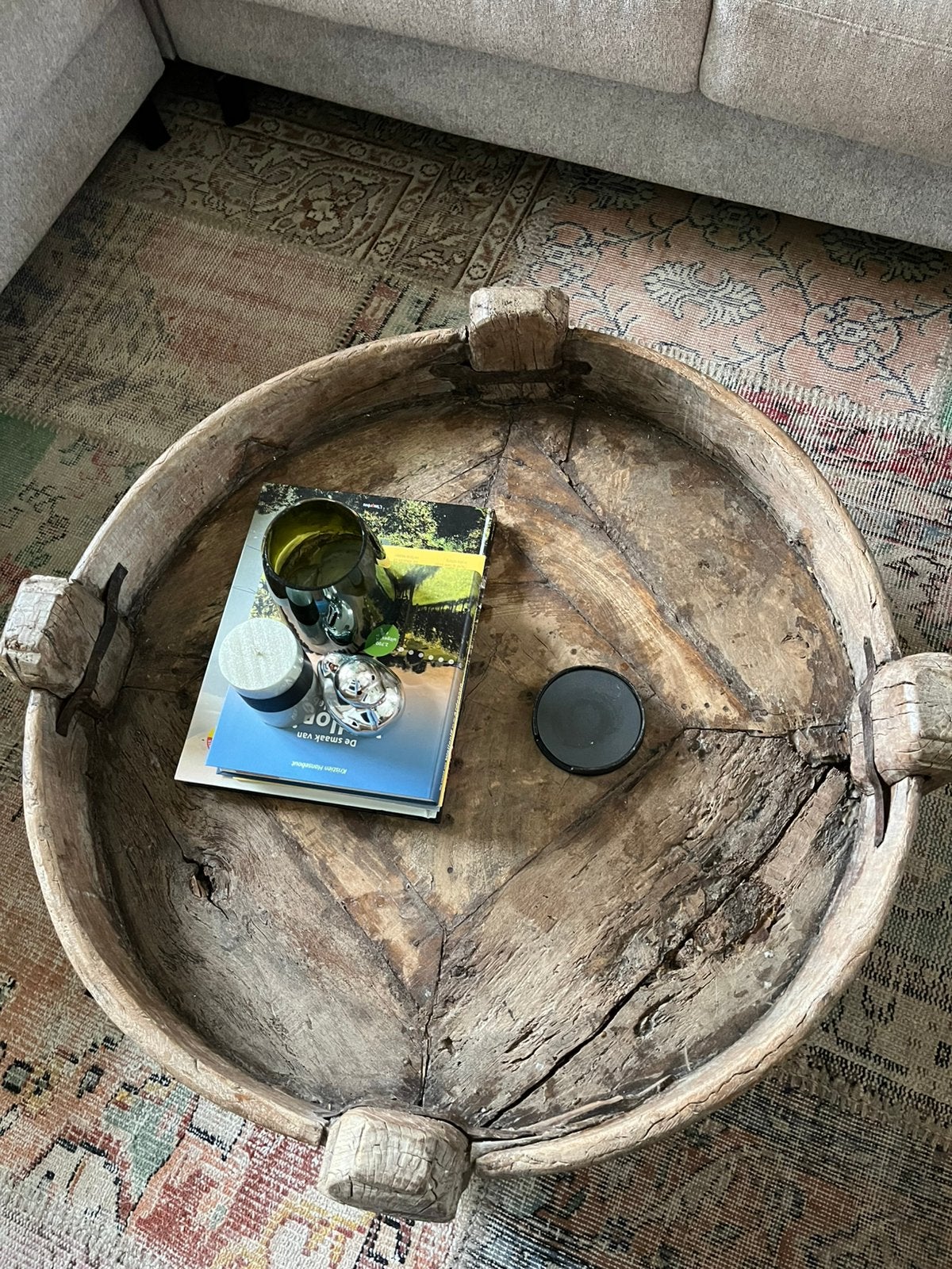 Oude salontafel in het hout, Ophalen, Gebruikt, Landelijk/ antiek, Rond