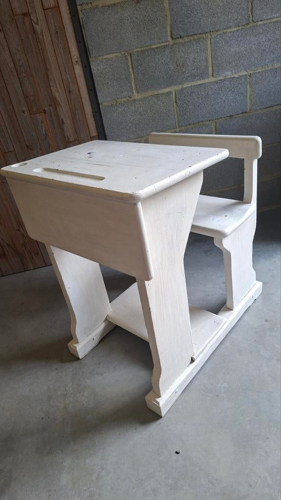 Oud schoolbankje 1 persoon, Huis en Inrichting, Ophalen, Hout