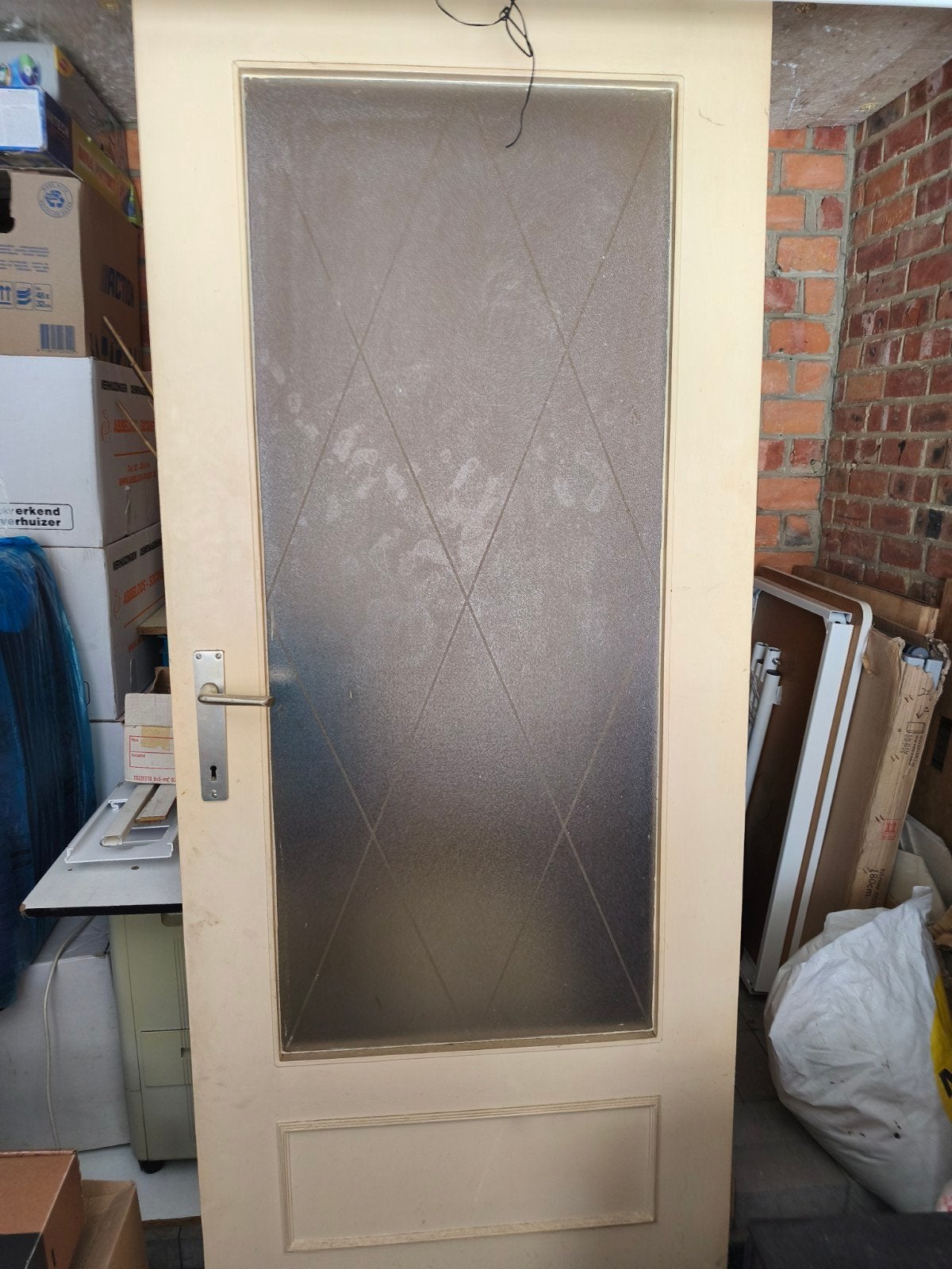 Vintage glazen deur, Ophalen