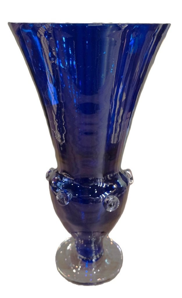 Grote oude blauwe vaas in glas., Ophalen, Blauw, Minder dan 50 cm, Glas