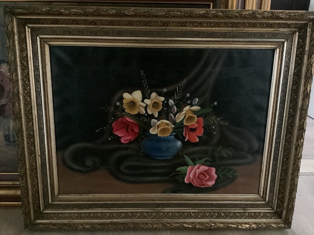 Belle grande peinture signée et datée (1851) avec beau cadre, Enlèvement ou Envoi, Daté, Toile