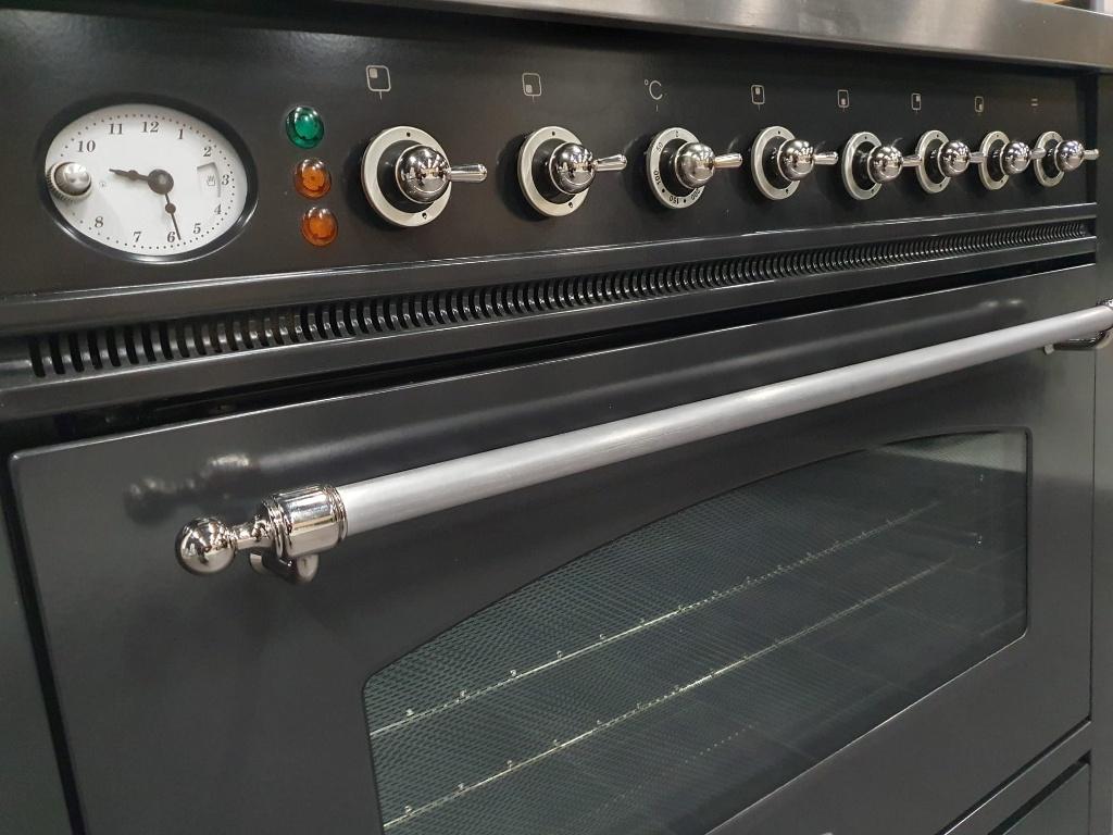 🔥Luxe Boretti Fornuis 90cm antraciet + rvs 6 pits 1 oven, Elektronische apparatuur, Fornuizen, Ophalen, 60 cm of meer, Zo goed als nieuw