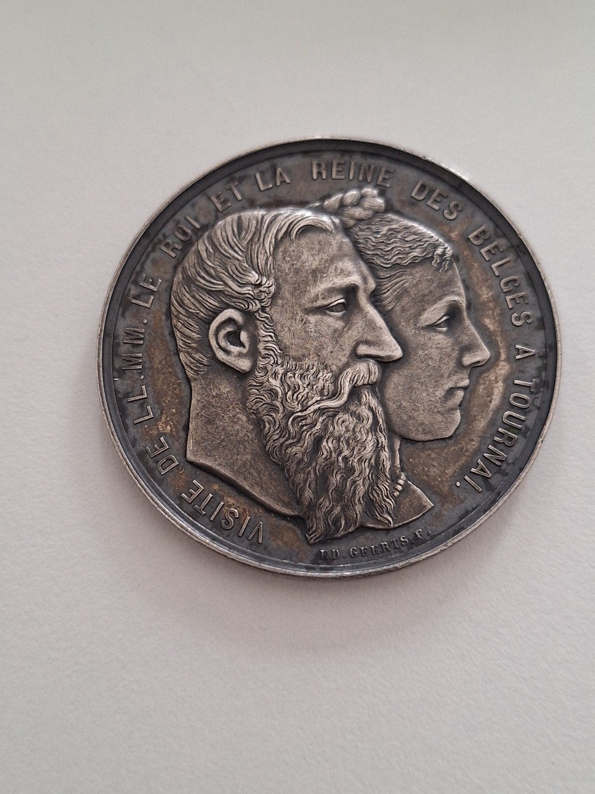 medaille Leopold II et Marie Henriette visite Tournai argent, Postzegels en Munten, Penningen en Medailles, Ophalen of Verzenden