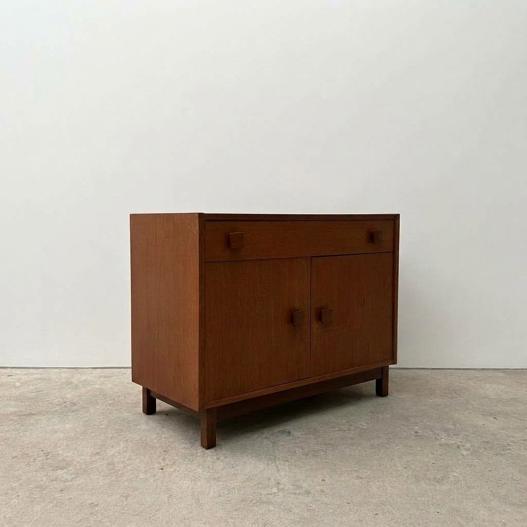 Vintage Teak Mid Century Kastje, Ophalen, Gebruikt, 50 tot 100 cm