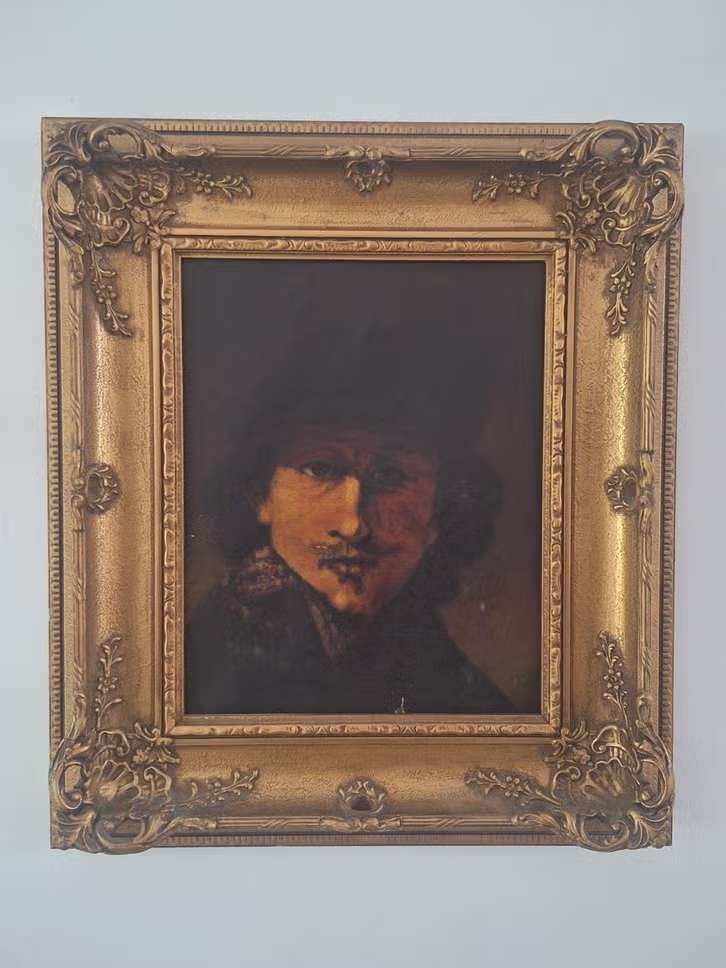 Rembrandt Zelfportret met fluwelen baret en bontkraag, Ophalen of Verzenden