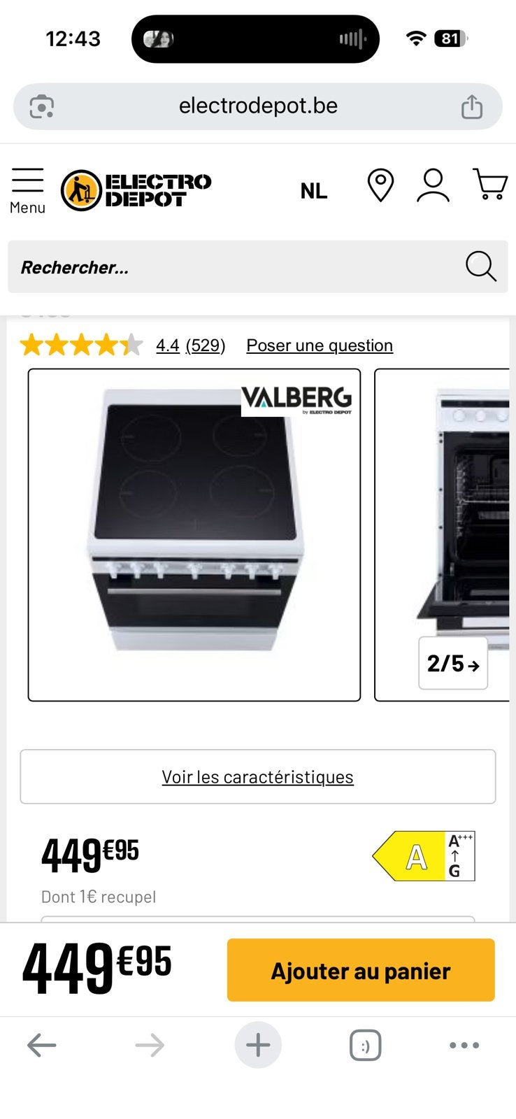 Gazinière  cuisinière à vendre 150€ (négociable), Electroménager, Cuisinières, Enlèvement, Utilisé