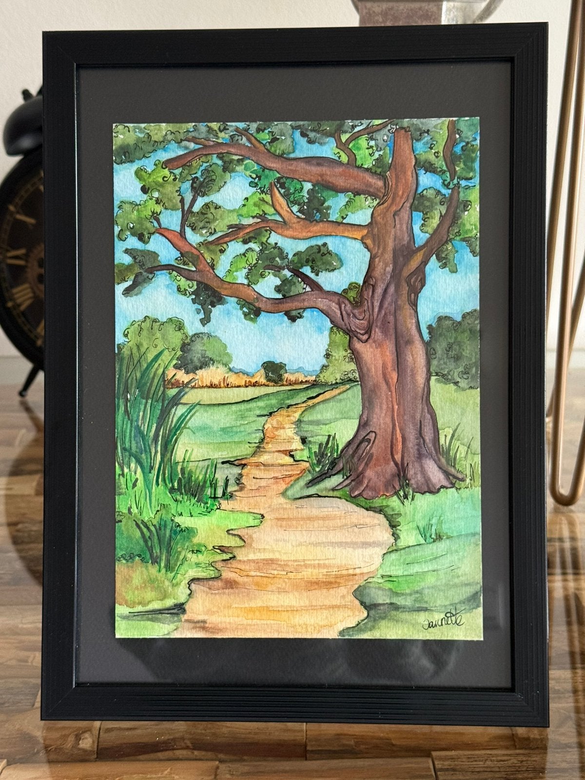Aquarelle Le vieil arbre, Antiquités & Art, Envoi