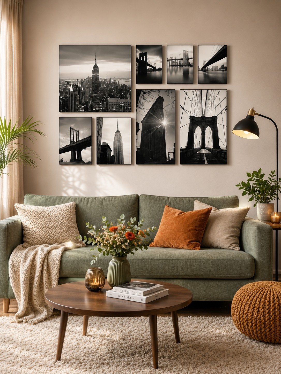 Prachtige set van 8 decoratieve kaders met bruggen & skyline, Enlèvement