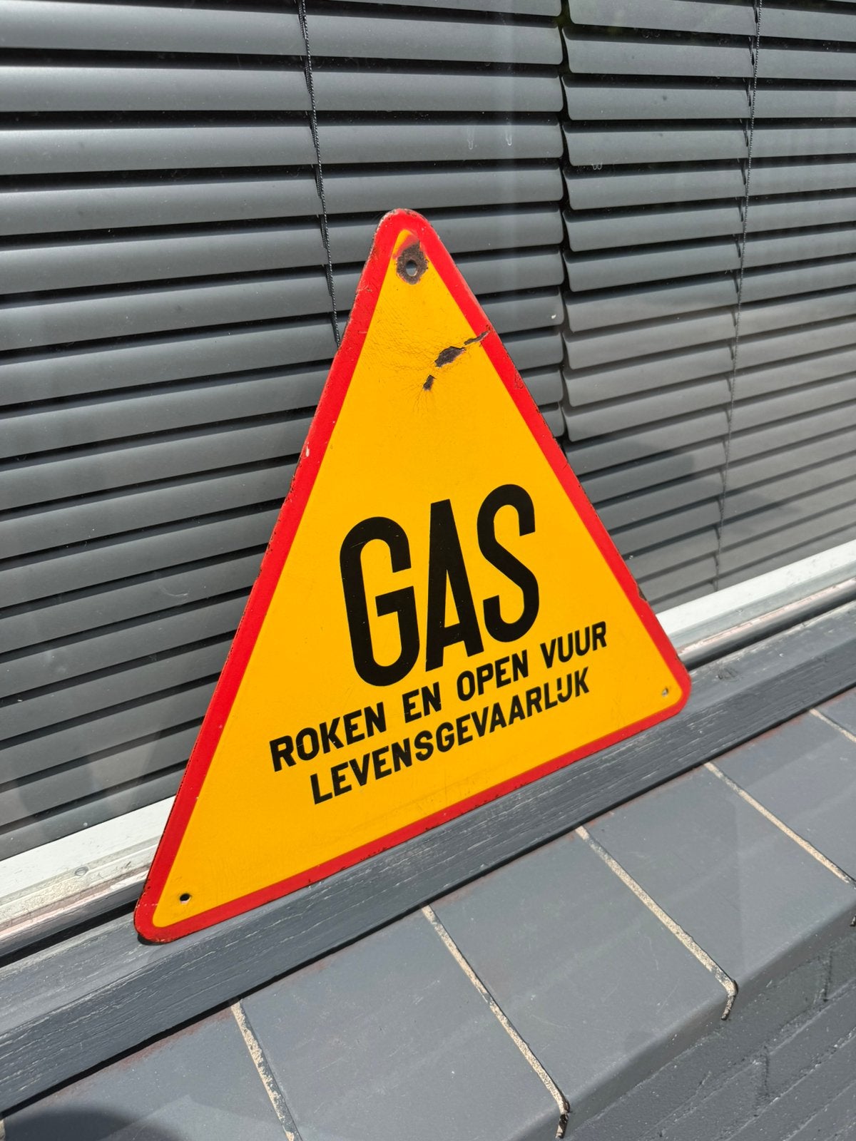 GAS open vuur emaille bordje, Verzamelen, Ophalen of Verzenden, Gebruikt, Reclamebord