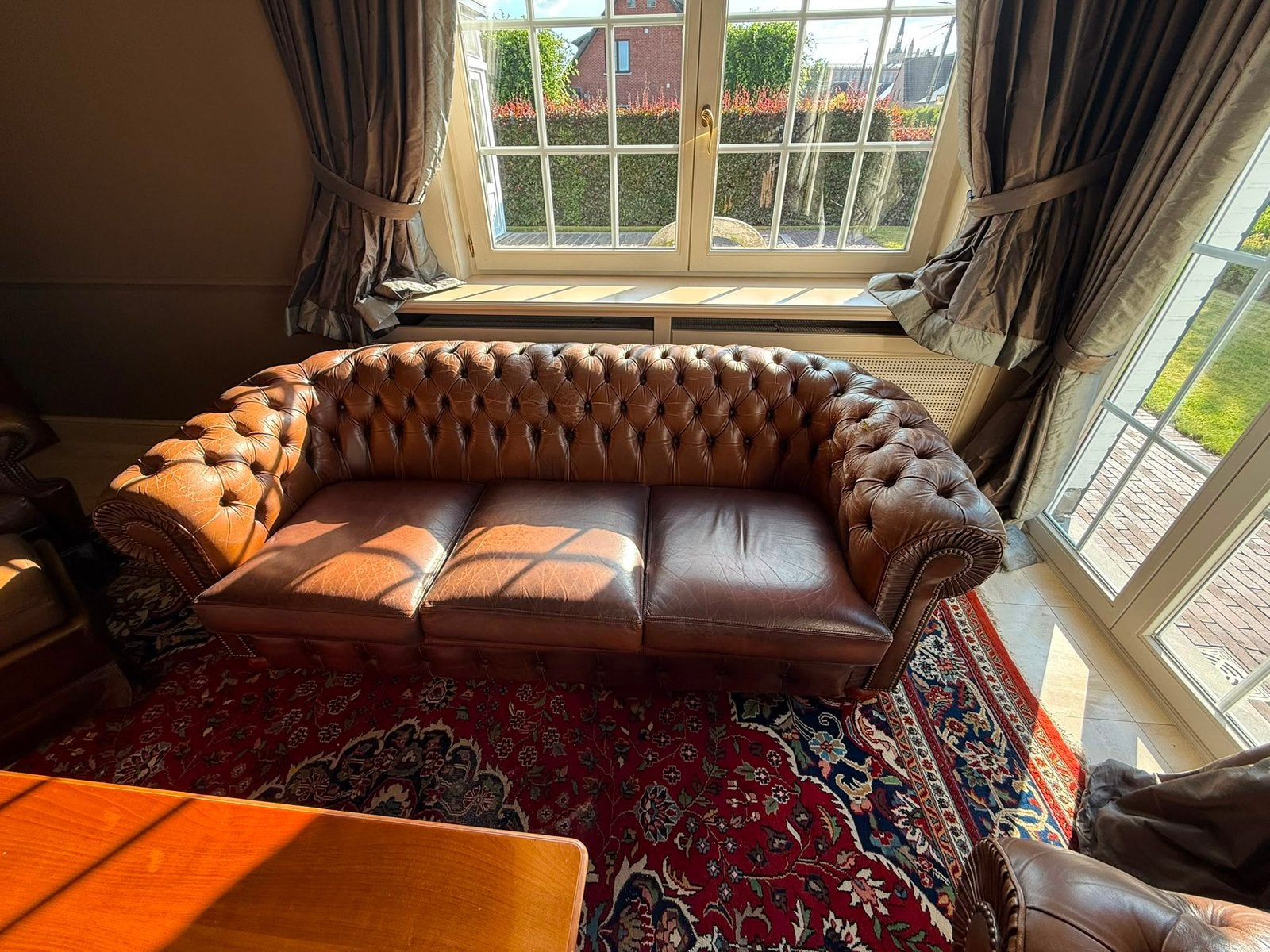Chesterfield zetels, Huis en Inrichting, Zetels | Complete zithoeken, Ophalen, Gebruikt, Leer, Chesterfield