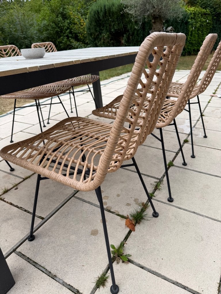 Lot de 6 chaises aspect rotin ext ou intérieur, Enlèvement, Comme neuf, Rotin