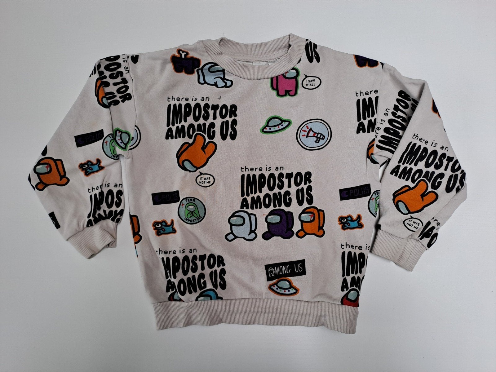 Mt 110-116 Beige sweater Among us, Kinderen en Baby's, Gebruikt, Trui of Vest, H&M, Ophalen of Verzenden