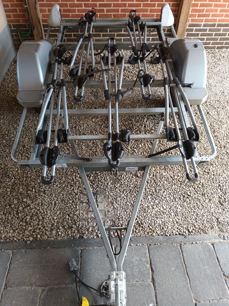Fietsaanhangwagen Trigano + 5 Thule FreeRide, Support d'attelage, 3 vélos ou plus, Comme neuf, Vélo électrique