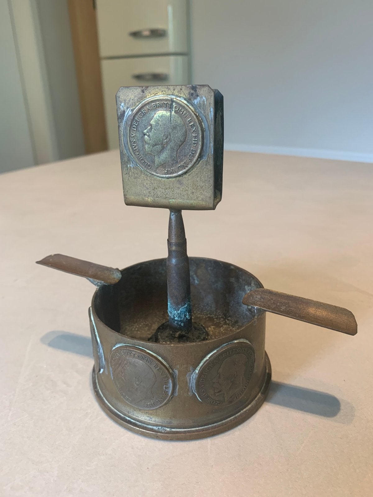 Antiek 1915 WO1 Britse Trench Art - Luciferhouder, Enlèvement ou Envoi