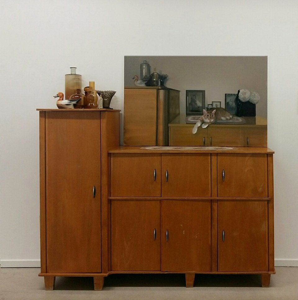 vintage kast, Huis en Inrichting, Kasten | Dressoirs, Ophalen, Gebruikt, 200 cm of meer, Met deur(en)