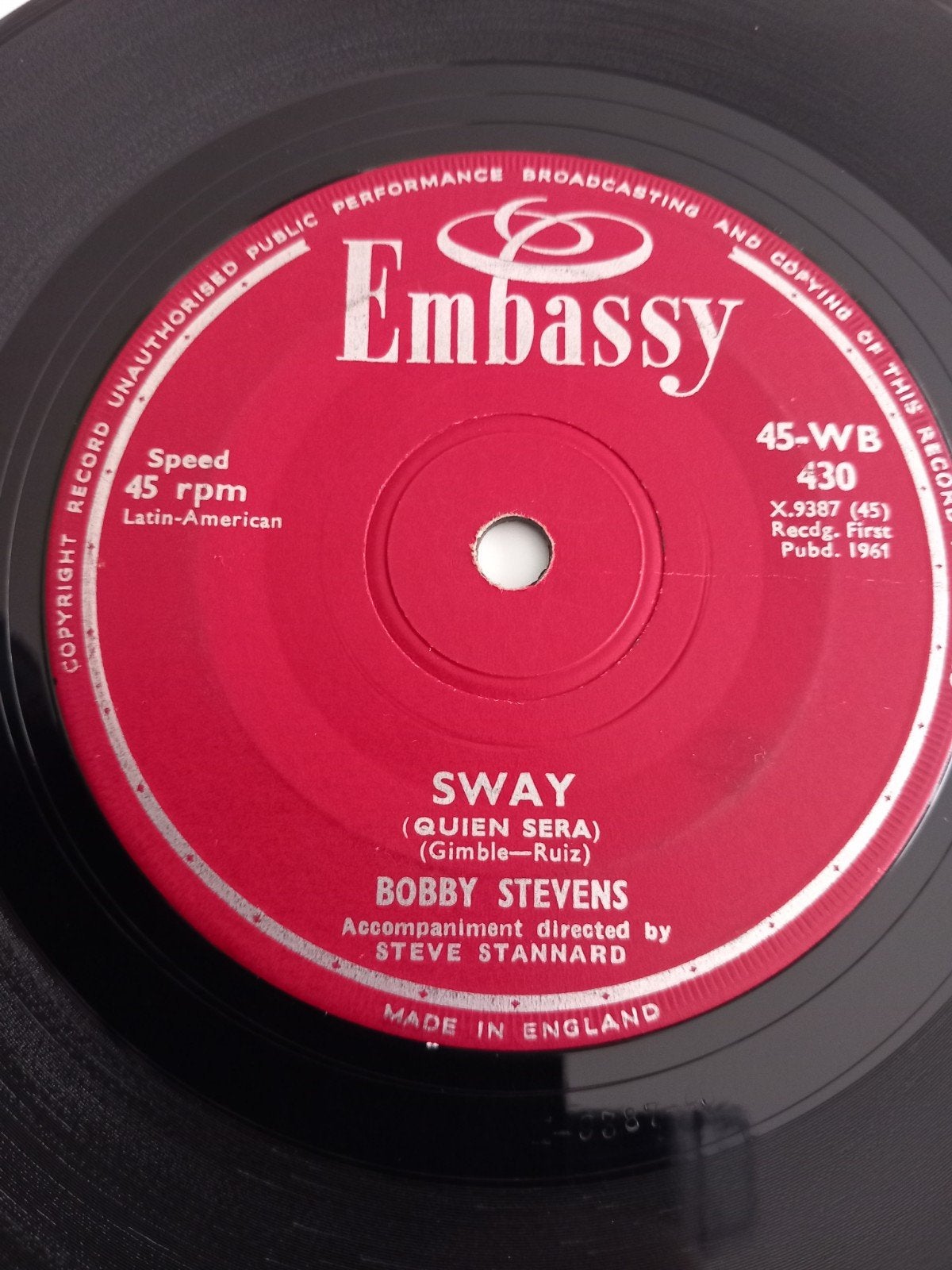 BOBBY STEVENS. SWAY. 60S OLDIES UK 45T