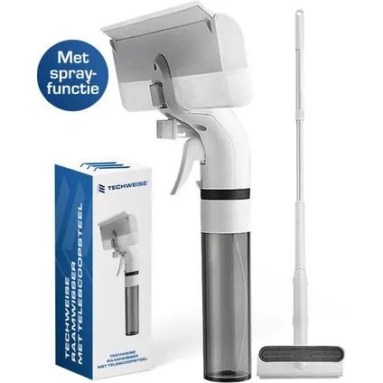 Techweise 4-in-1 raamwisser telescoopsteel en sprayfunctie, Huis en Inrichting, Schoonmaakartikelen, Ophalen of Verzenden
