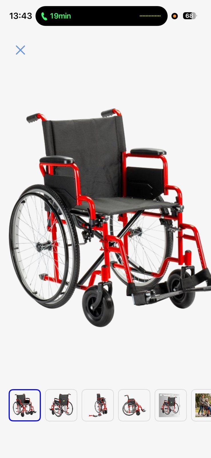 Chaise roulante a vendre, Enlèvement, Pliant, Comme neuf, Fauteuil roulant à pousser