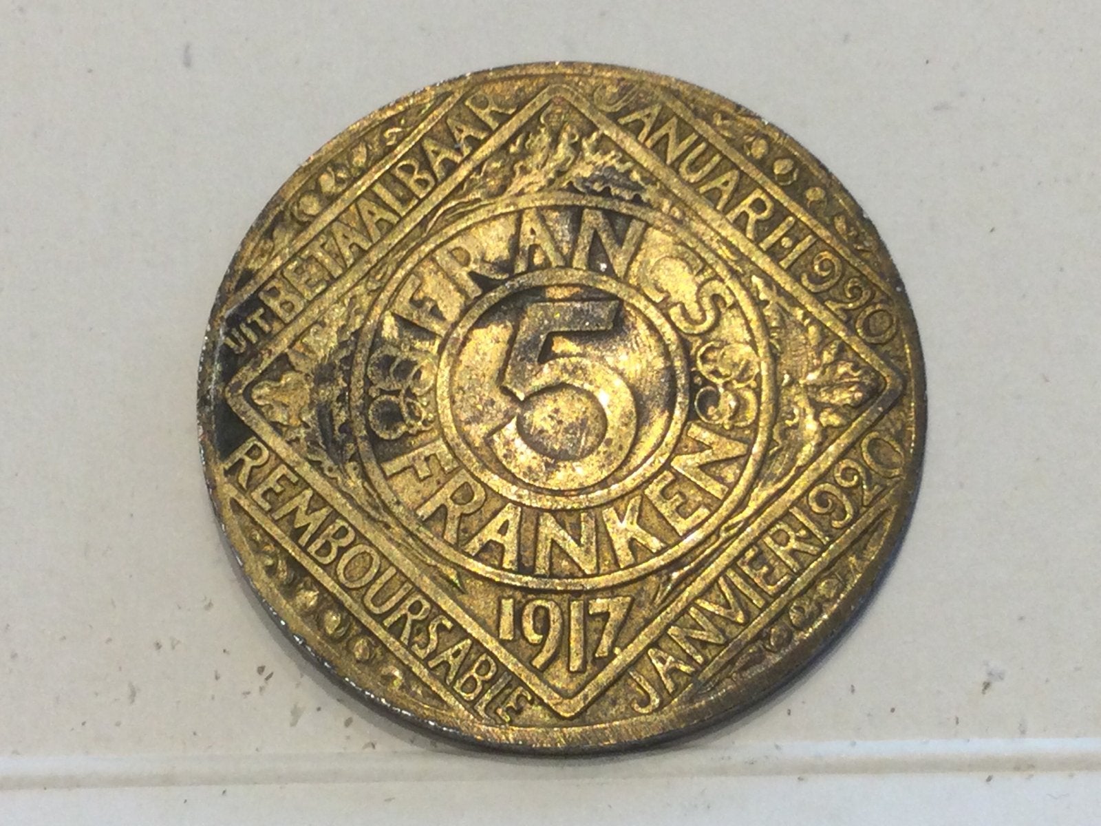 Belgique Gand 5 Frank 1917, Enlèvement ou Envoi