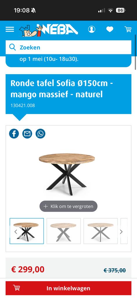 Table ronde Mango, Enlèvement, Comme neuf