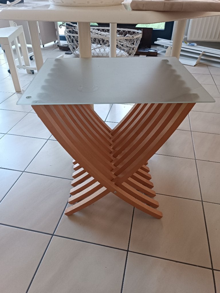 Table journaux, Maison & Meubles, Table d'appoint avec porte-revues, Enlèvement, Utilisé, Verre